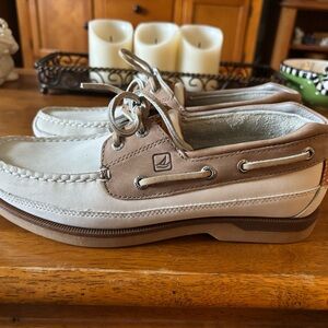 Men's Sperry Top-sider White and Brown Boat Shoes- size 8